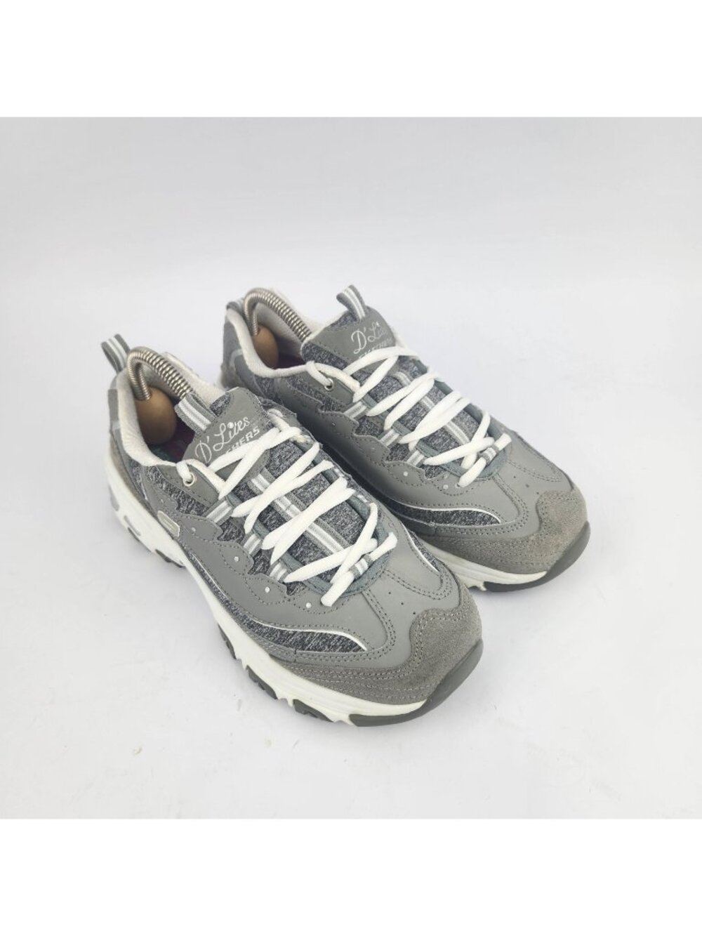 Skechers Womens D Lites 11936W Gray Casual Cushioned Shoes Sneakers - Size 8